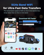 360 View 4 Channel Dash Cam Front and Rear Left Right Inside Camera for Cars, GPS and 5G Band WiFi, Night Vision, 160 Wide An