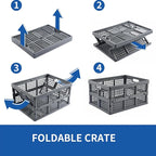 Aebeky 3-Pack Plastic Collapsible Storage Crates-30L,Foldable Plastic Crates for Storage (Gray)