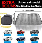Windshield Sun Shade, Car Window Shade as Bonus by Big Hippo Keep Vehicle Cool Protect Your Car from Sun Heat & Glare Best UV Ray Visor Protector (Size: 55.16"X 27.5")