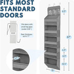 Over The Door Organizer Hanging with 5 Large & 6 Side Pockets 5 Tier Behind Door Storage 50 lbs for Closet, Nursery, Bathroom