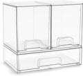 Sorbus Acrylic Storage Containers - 3 Pack, Stackable Storage Bins Set for Bathroom Organization - Clear Acrylic Drawer Organ