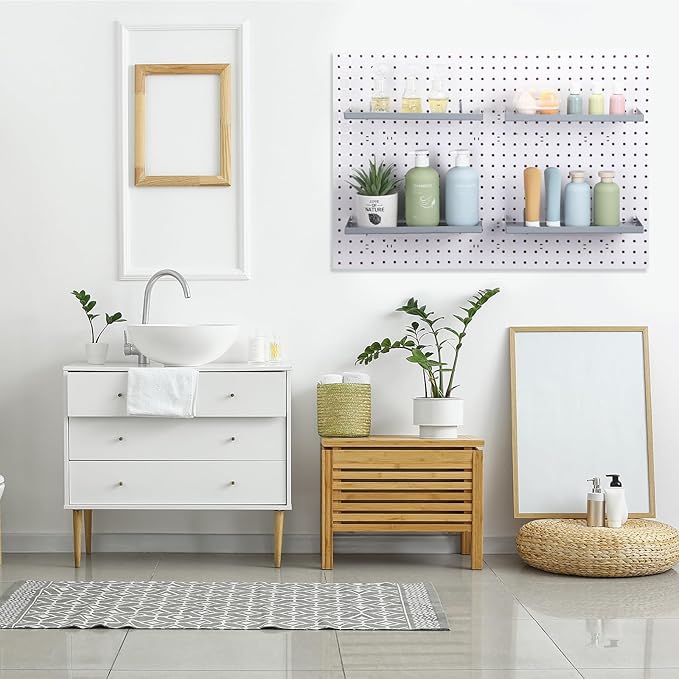 Lineshading 4 Pcs Pegboard Shelves, 12 x 5 Inch Metal Shelf Brackets Pegboard Tray Accessories Wall Organizer for Craft Room 