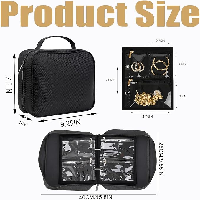 GSXRB Waterproof Anti-Tarnish Jewelry Organizer for Travel - Large Capacity Foldable Jewelry Box with 36 Compartments, Portab