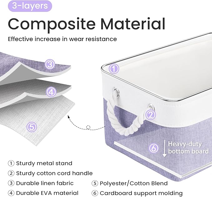 Storage Baskets for Shelves 13.8x9.8x6.7 Inch, Foldable Fabric Storage Bins with Handles, Small Storage Baskets for Organizin