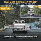 Fitcamx Dual 4K+Rear 1080P Dash Cam Adapts for GMC Sierra 2020-2026 (HD2-4925, Check Vents Amount), OEM Look, 2 Way HD Video,