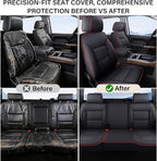 Coverado Chevy Silverado Seat Covers Full Set, Faux Leather Car Seat Covers Fit for 2014-2018 1500, 2015-2019 2500HD 3500HD C
