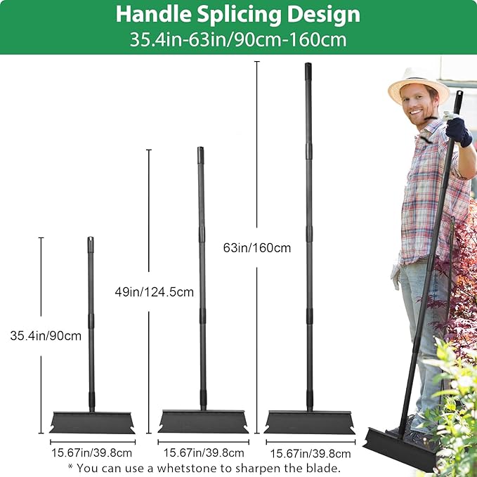 Large Garden Shovel, Multifunctional Cleaning Shovel 63 Inch Large Ice Scraper Heavy Duty Garden Tool for Weeding, Lawn Edging, Scraping and Ice Removal,Black