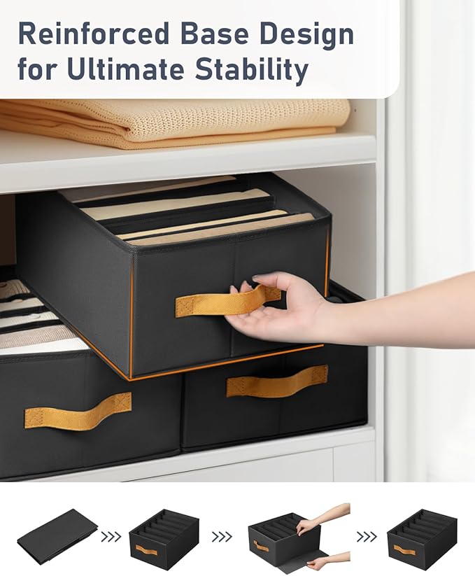 DIMJ Large Wardrobe Clothes Organizers - Foldable Closet Clothing Organizer for Jean Sweater Shirt Pants Underwear Bra, Divid
