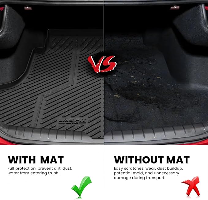 LASFIT Cargo Mat for Hyundai Sonata 2026 2025 2024 2023 2022 2021 2020 / Kia K5 2021-2026, All Weather TPE Custom Fit Car Trunk Mats Cargo Liners Accessoires, Black