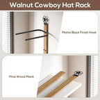 Cowboy Hat Rack for Wall – 3-Piece Western Hat Holder, Rustic Wooden & Metal Wall Mounted Cowboy Hat Organizer, Holds up to 6