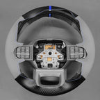 MEWANT Matte PU Carbon Fiber Grey Embossed Faux Leather Steering Wheel Wrap for Ford F150 Lightning F350 2024 Expedition