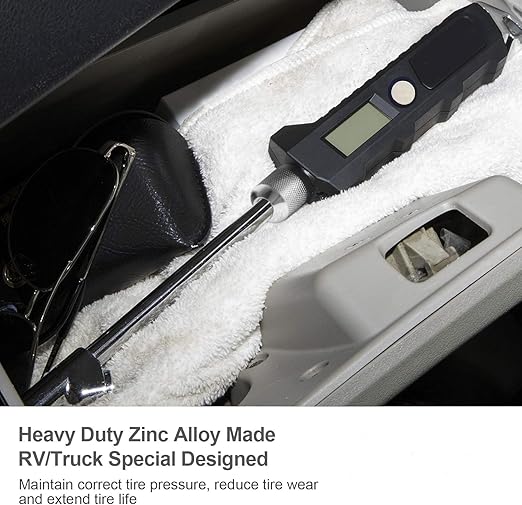 PINKJOY Digital Tire Pressure Gauge 230 PSI Heavy Duty Dual Head Stainless Steel Made for Truck and RV with Backlit LCD and Flashlight Car Accessories
