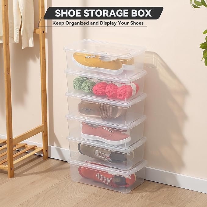 novelinks 6 Quart Clear Plastic Storage Bins with Transparent Lids Stackable Box Craft Storage Organizing Container Sensory B