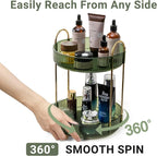 Asayuee 360 Rotating Makeup Organizer for Vanity,2 Tier Large Capacity Skincare Organizers,Bathroom Counter Organizer, Spinni