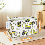 LANGYASHAN Rectangular Storage Bin Collapse Canvas Fabric Cartoon Storage Basket with Handles for Organizing Home Kitchen Boy