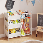 BBLIKE Kids Storage Organizer with 4 Removable Bins, Kids Storage Toy Shelf Organizer for Stuffed Animal Holder for Bedroom P