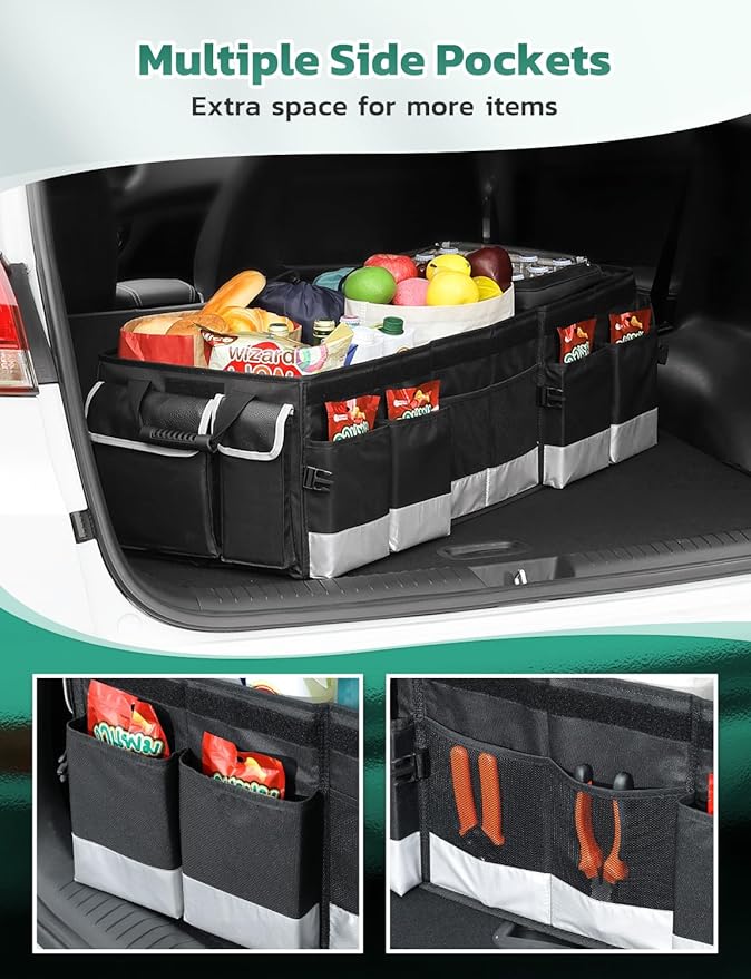Oasser Trunk Organizer with Cooler Bag 95L, Bearing 110lb No Deformation, Collapsible with Multi Compartments, Removable