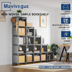Mavivegue Book Shelf, 16 Cube Storage Organizer, DIY Bookcase, Metal Cube Bookshelf,Tall Book case for Bedroom, Living Room,O