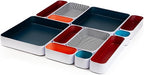 Three by Three Seattle 12 Piece Metal Organizer Tray Set for Storing Makeup, Stationery, Utensils, and More in Office Desk, K