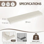 55 Inch Floating Shelves, 12" Deep Floating Shelf Wall Mounted, 55" Wall Shelves, Rustic Deep Bookshelf, Extra Deeper & Thick
