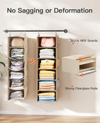 Pipishell 6-Shelf Hanging Closet Organizer, with 3 Detachable Drawers & Side Pockets, Closet Organizers and Storage for Bedro