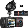 Dual Dash Cam Front and Inside, 1080P Dash Camera for Cars Dashcam with 32G Card, 24H Parking Monitor, Night Vision, G-Sensor