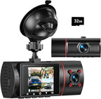 Dual Dash Cam Front and Inside, 1080P Dash Camera for Cars Dashcam with 32G Card, 24H Parking Monitor, Night Vision, G-Sensor