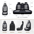 Coverado Car Seat Covers Full Set, Front Seat Covers with Lumbar Support and Back Seat Cover Waterproof Leather Automotive Se