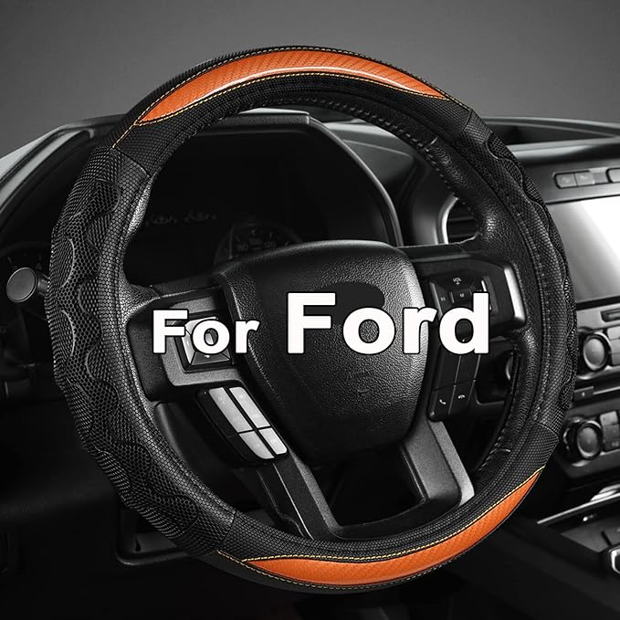GIANT PANDA Car Steering Wheel Cover for Ford F150 F250 F350 Expedition 15.5-16 inches - Orange