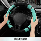 Road Comfort Leather Steering Wheel Cover – Premium Anti-Slip Car Steering Wheel Grip Cover – Universal Fit for 14.5”–15.5” C