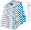 Amazon Basics Vacuum Storage Bags with Hand Pump for Travel, Space Saving Compression Bags for Clothes and Blankets, Clear, 1