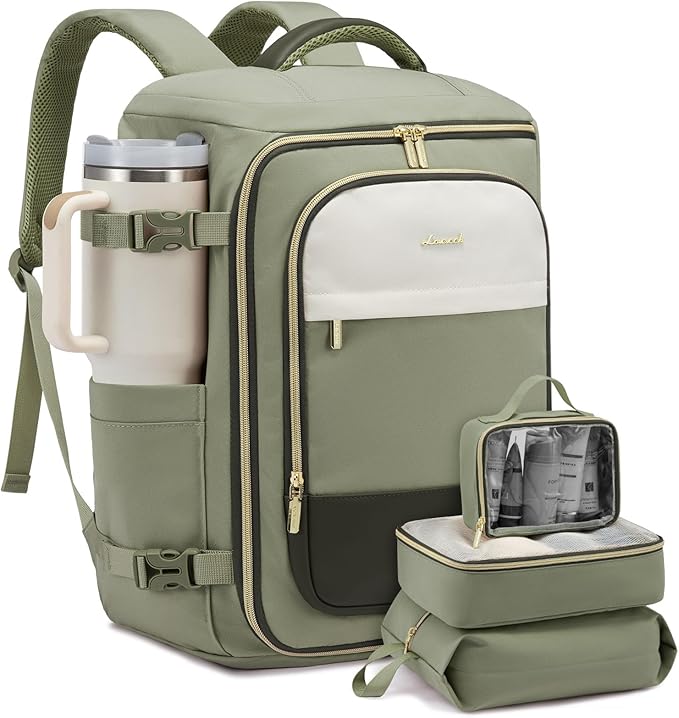 LOVEVOOK Large Travel Backpack for Women, 40L TSA Approved Backpack with 3 Packing Cubes, Personal Item Bag Fits 17" Laptop, 