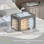 3 Openings Clothes Storage Bins Box - 3Pack Stackable Foldable Storage Bin - Metal Frame Storage Box Clothing Storage Organiz