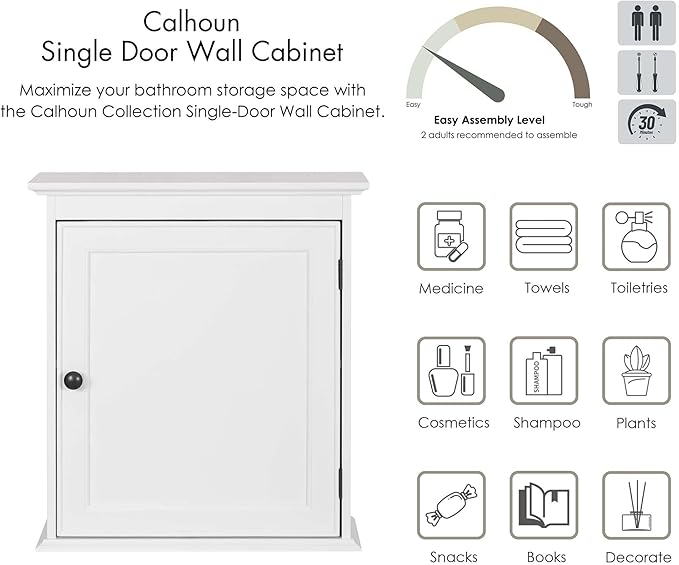 Spirich Small Bathroom Wall Cabinet, Wall Mounted Storage Cabinet, Medicine Cabinet Organizer for Bathroom, Kitchen, Living R