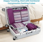 Cambond Compression Packing Cubes - 7 Piece See Through Mesh Packing Cubes for Travel with Underwear Laundry Makeup Bag, Expa