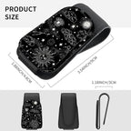 Sunglasses Holder for Car Visor, PU Leather Glasses Clip Organizer, Cute Magnetic Eyeglass Holder for Vehicle Sun Visor, Car Interior Accessory for Women & Men Black Celestial Sun Moon