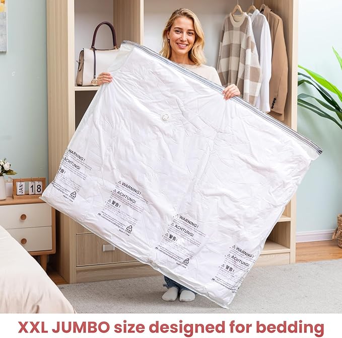 TAILI 4 Pack Vacuum Storage Bags for Comforter and Blankets, XXL Jumbo Vacuum Seal Bags for Bedding (47x39 Inch), Huge Space 