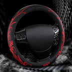 Car Leather Steering Wheel Cover - Panapi Material, Universal 14.5-15 Inch Leather Anti-Slip Breathable Auto Steering Wheel C