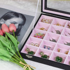 Stratalife Jewelry Organizer Earring Holder Jewelry Tray with Lid Earring Storage Drawer Organizer Earring Ring Storage for W