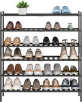 BMOSU 6-Tier Bamboo Extended Shoe Rack Premium Stackable Shoe Shelf Storage Organizer for Hallway Closet Living Room Entryway