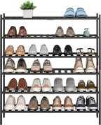 BMOSU 6-Tier Bamboo Extended Shoe Rack Premium Stackable Shoe Shelf Storage Organizer for Hallway Closet Living Room Entryway