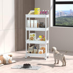 Sooyee 4 Tier Wide Storage Cart Mobile Shelving Unit Organizer Slide Out Storage Rolling Utility Cart Tower Rack for Kitchen 