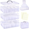 Funtopia Bead Organizers and Storage, 56 Pcs Small Plastic Containers with Lids and 3-Tier Stackable Storage Box, Mini Clear 