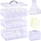 Funtopia Bead Organizers and Storage, 56 Pcs Small Plastic Containers with Lids and 3-Tier Stackable Storage Box, Mini Clear 