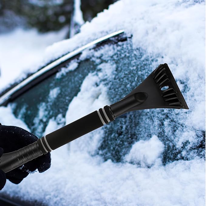 Baderke Snow Brush and Ice Scrapers for Car Windshield Detachable Window Snow Scrapers and Brush with Ergonomic Foam Grip Ice Removal Tool for Cars, Trucks, Suvs(Black)