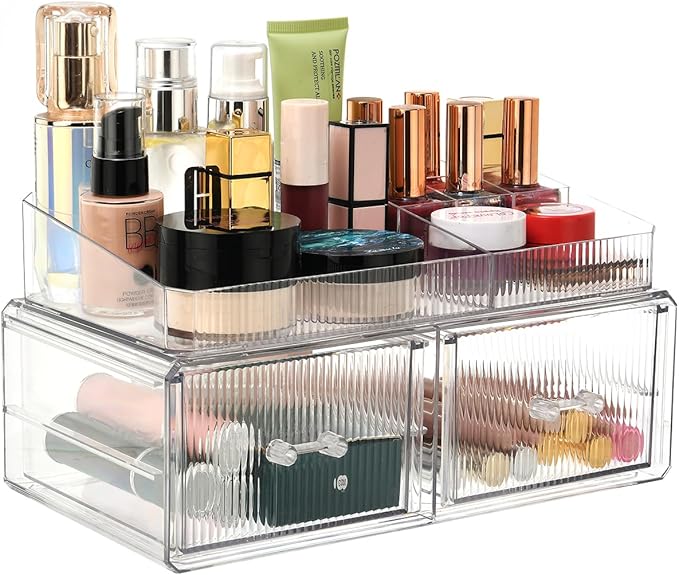ZHIAI stackable storage drawer, cosmetic acrylic storage box, cosmetics and beauty product storage organizer, suitable for ma