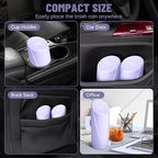 Car Trash Can Bin with Lid - Car Garbage Can Cup Holder - Light Purple Mini Leakproof Vehicle Garbage Bin with 20pcs Trash Bags-Automotive Organizers and Storage for Front Back Seat Accessories