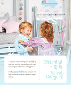 VIS'V Baby Hangers, 11 Inch Velvet Kids Hangers with 6 Pcs Clothes Size Dividers, Infant Toddler Nursery Closet Organization,