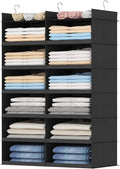 Lifewit Dual-Row Shelf Hanging Closet Organizer and Storage, Clothes Shelves with 3 Sturdy Hooks for Clothing Organization, F