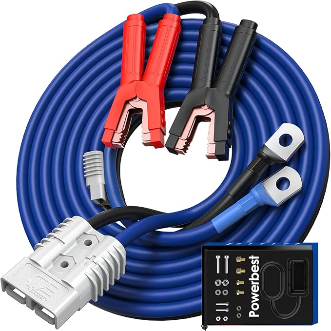 Heavy Duty Jumper Cables - 2/0 Gauge 30 Feet 1600Amp Automotive Booster Jumper Cables with 350A Battery Quick Connect and Permanent Installation kit for Car, SUV and Trucks Battery - (SB350 Gray)
